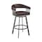 Armen Living Chelsea 29" Swivel Bar Stool with Java Silver Finish and Chocolate Faux Leather LCCSBAJVCHO30 - alternate 1